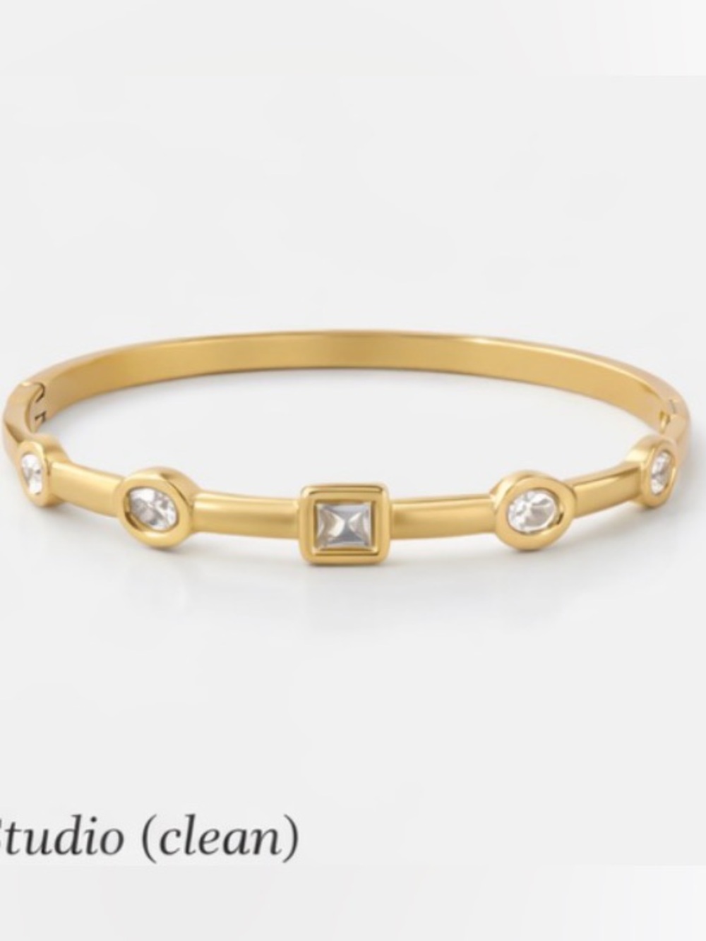 Gold Bangle Bracelet Multi Shape CZ Minimal Designer Inspired